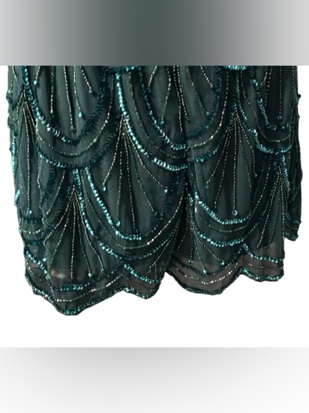 NWT Shorts Romper Beaded Dark Green ANGIE Illusion Sheer Sparkly New Shorts - Picture 3 of 16